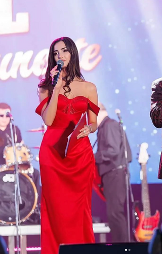 Captivating Red Gala Gown with a Slit