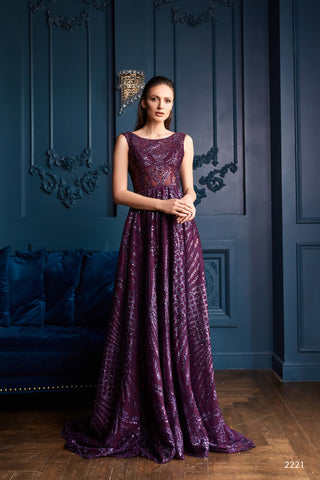 Purple Sleeveless Sequin Dress